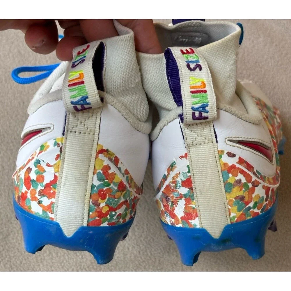 Nike LeBron 4 Menace 3 Fruity Pebbles Football Cleats US Mens Size 10 Multicolor
